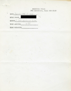 Citywide Coordinating Council daily monitoring report for Charlestown High School by Kathleen Field, 1974 September