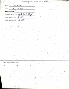 Citywide Coordinating Council daily monitoring report for Hyde Park High School by Marc Miller, 1976 May 11