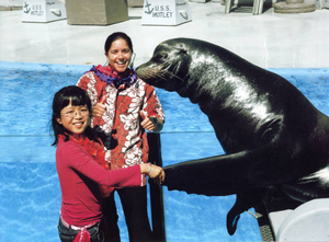 My granddaughter Olivia Wan visiting the New England Aquarium