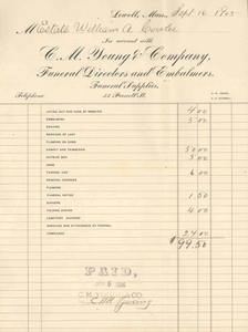 Funeral receipt, 1906 January 6