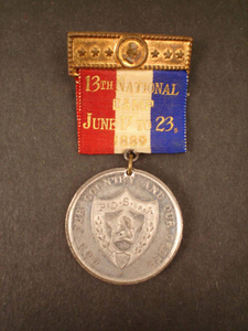 Medal from the 13th National Camp of the Patriotic Order Sons of America, 1889 June 17 to 23