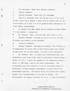 Transcript of Paul Tsongas' remarks at the Arms Control/Strategic Weapons hearings
