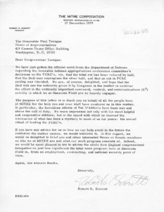 Letter to Paul Tsongas from Robert R. Everett