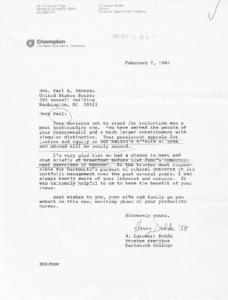 Letter from R. Harcourt Dobbs to Paul E. Tsongas