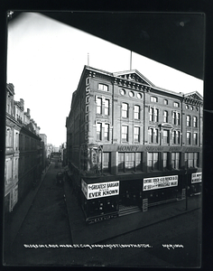 Buildings on east side Washington Street corner Harvard Street