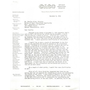 Letter, Charles Glenn, December 9, 1976.