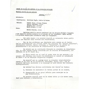 Meeting minutes, Comite des Padres Pro-Defensa a la Educación Bilingue, October 2, 1975.