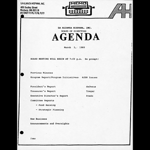 Meeting materials for March 1989