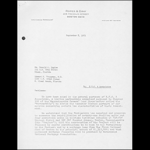 Letter to Donald A. Kaplan and Edward S. Truppman from Ropes & Gray.