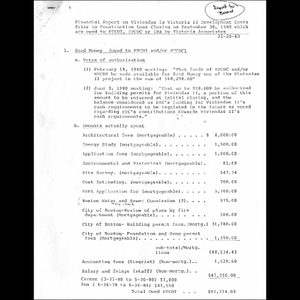 Financial report on Viviendas la Victoria II development costs prior to construction loan closing on September 30, 1980 which are owed to ETCDI, ETCDC or IBA by Victoria Associates.