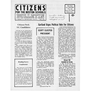 Citizens for the Boston Schools Bulletin, February, 1967.