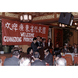 Members of the Guangdong Province delegation at a welcome dinner for the delegation