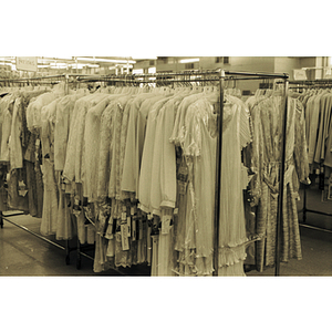 New dresses on garment racks