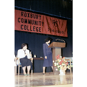 Speaker at Roxbury Community College's commencement ceremony