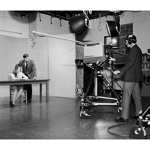 Journalism students tape an experimental newscast