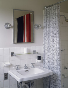 Bathroom sink and shower, Gropius House, Lincoln, Mass.