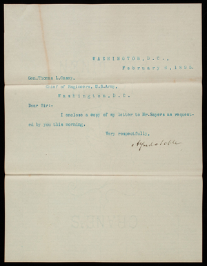 Alfred Noble to Thomas Lincoln Casey, February 6, 1895 (2)