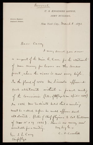 [Cyrus] B. Comstock To Thomas Lincoln Casey, March 8, 1890 - Digital ...