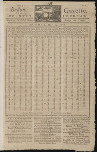 The Boston-Gazette, and Country Journal, 25 May 1767