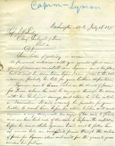 Letter from General Horace Capron to Prof. J. P. Lesley