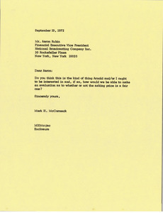 Letter from Mark H. McCormack to Aaron Rubin