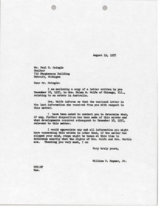 Letter from William R. Hapner Jr. to Paul E. Gringle