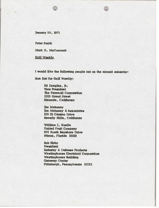 Memorandum from Mark H. McCormack to Peter Smith