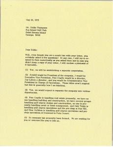 Letter from Mark H. McCormack to Eddie Thompson