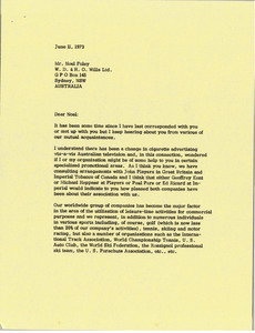 Letter from Mark H. McCormack to Noel Foley