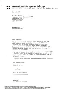 Letter from Mark H. McCormack to Dorothee Parker