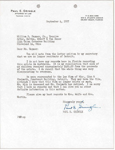 Letter from Paul E. Gringle to William R. Hapner