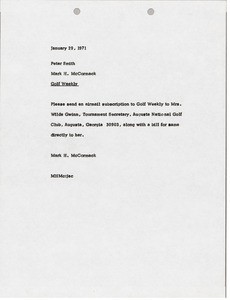 Memorandum from Mark H. McCormack to Peter Smith