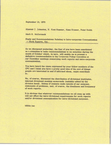 Memorandum from Mark H. McCormack to Alastair J. Johnston, H. Kent Stanner, Hans Kramer, Peter Smith