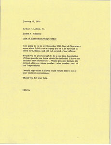 Memorandum from Judy A. Chilcote to Arthur J. Lafave