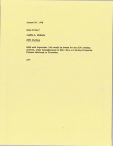 Memorandum from Judy A. Chilcote to Hans Kramer