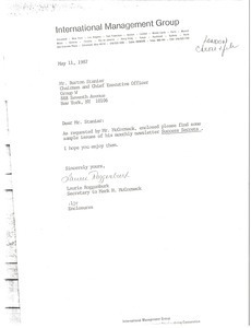 Letter from Laurie Roggenburk to Burton Staniar