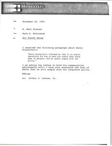 Memorandum from Mark H. McCormack to H. Kent Stanner