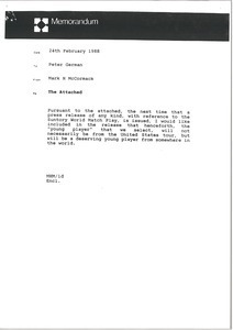 Memorandum from Mark H. McCormack to Peter German