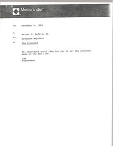 Memorandum from Gretchen Mayfield to Arthur J. Lafave