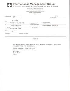 Fax from Michelle Lane to Mark H. McCormack