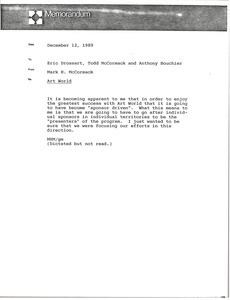 Memorandum from Mark H. McCormack to Eric Drossart