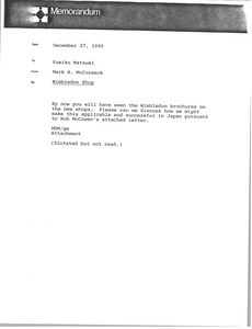 Memorandum from Mark H. McCormack to Fumiko Matsuki