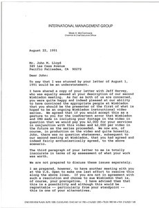 Letter from Mark H. McCormack to John M. Lloyd