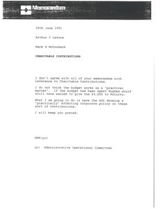 Memorandum from Mark H. McCormack to Arthur J. Lafave