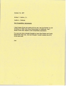 Memorandum from Judy A. Chilcote to Arthur J. Lafave