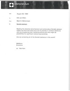 Memorandum from Mark H. McCormack to Erik van Dillen