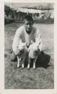 Cheviot lambs with Robert Brackley, New Salem Academy Class of 1955