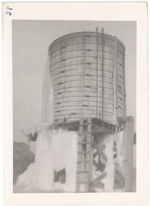 Ice-drenched water tower