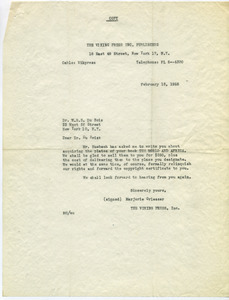 Letter from The Viking Press to W. E. B. Du Bois