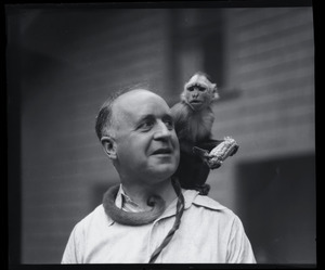 Arthur F. Clark and Cleo the Monkey